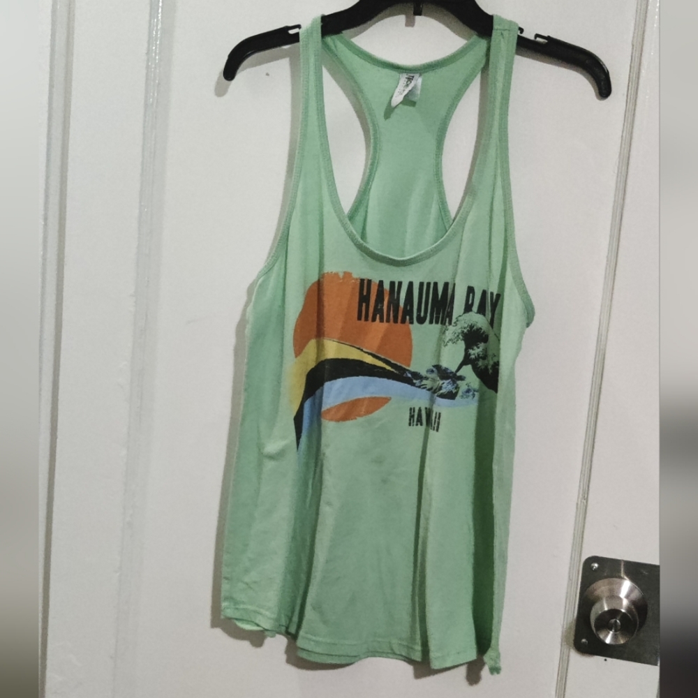 Techstyles pale green Hanauma Bay racer back tank size L
